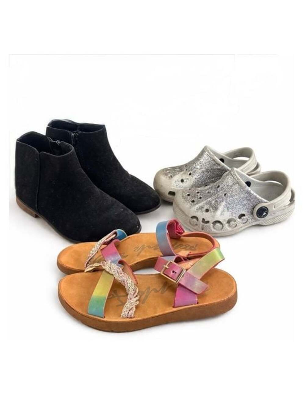 Girls Shoe Bundle Size 10 Boots Crocs Sandals Cat & Jack Mixed Lot
